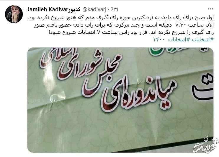 توییت جمیله کدیور درباره حضورش در رای گیری انتخابات ۱۴۰۰ در خارج از کشور